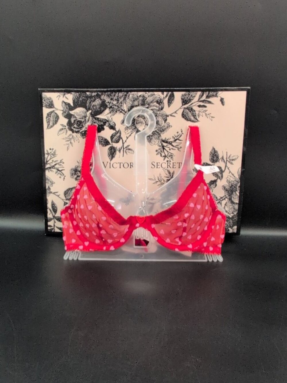 Victoria's Secret Tease Hearts Unlined Underwire Demi Bra 32B Bright Vermillion